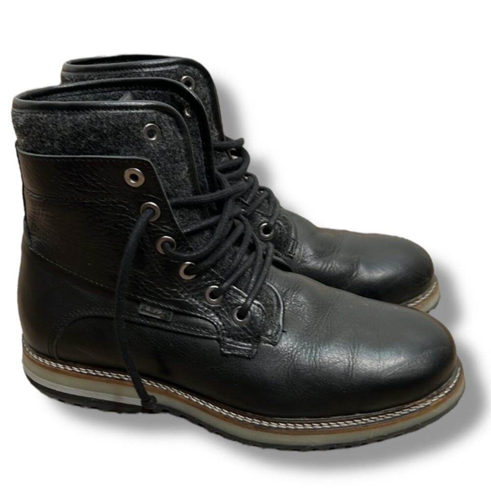 Bulle Black Boots Leather Wool Men's Size 10 EU 43 Lace Up Work Boot Chore Biker